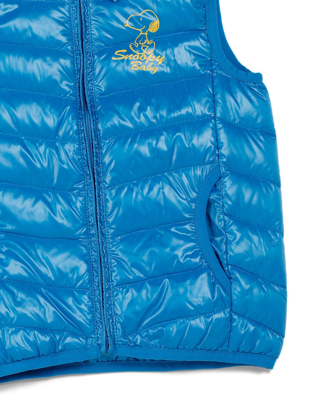 中性翠蓝色平织羽绒背心