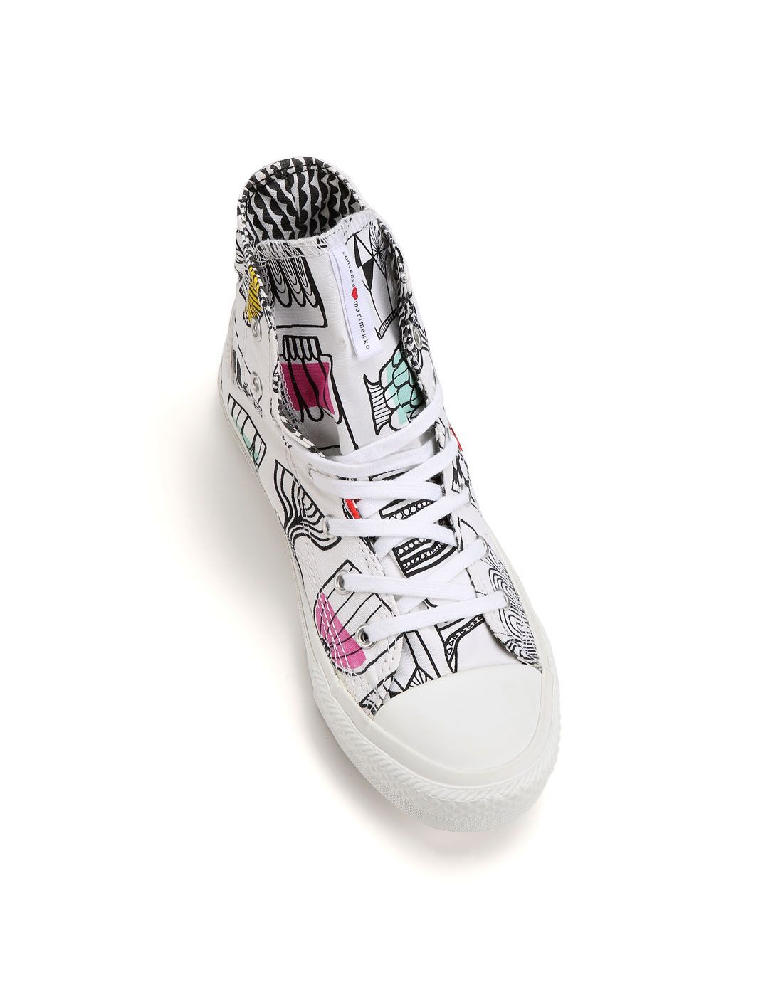 手绘涂鸦 女款白色休闲鞋 时尚高帮