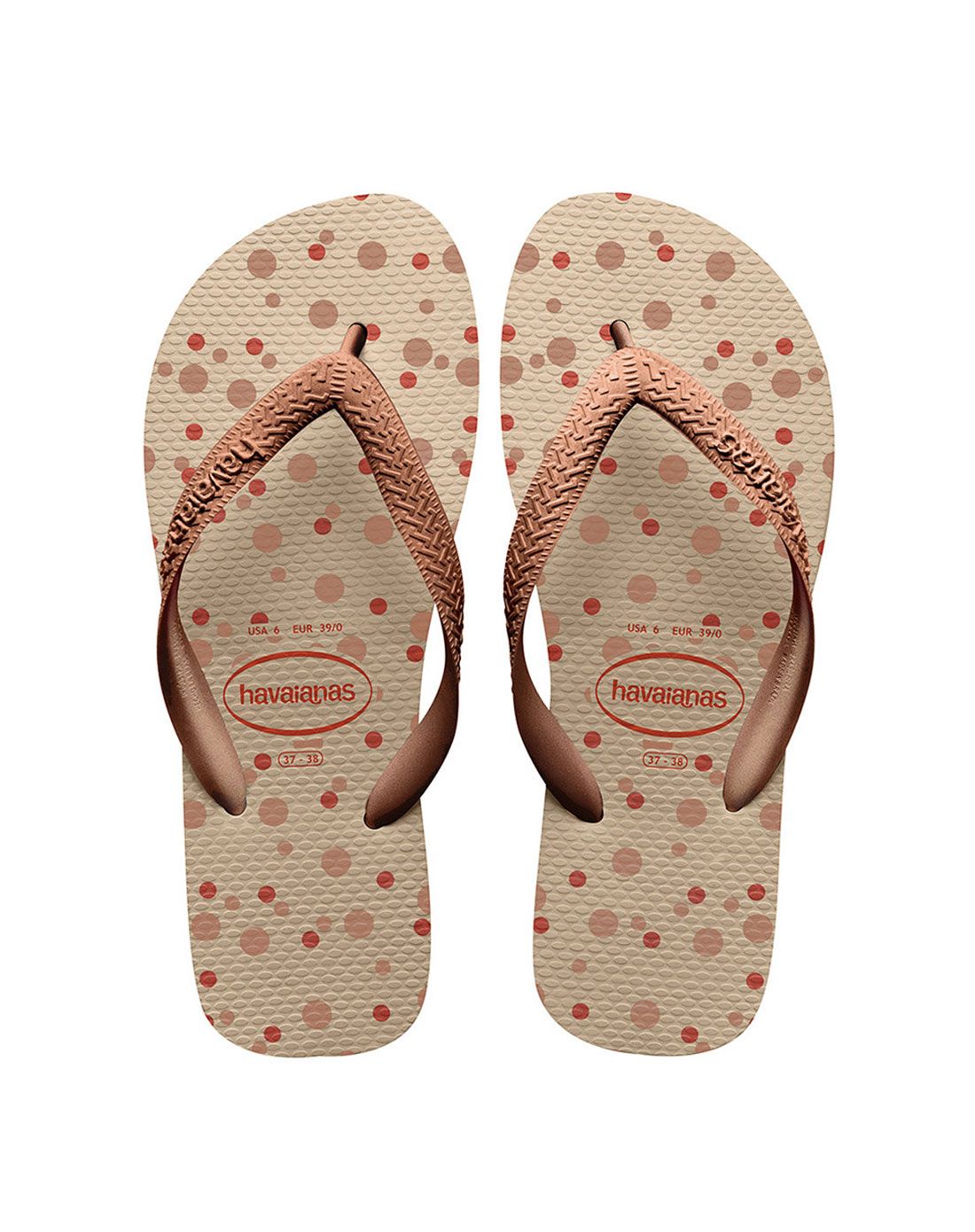 > havaianas 女款宽带top fresh系列圆点砂灰色人字拖