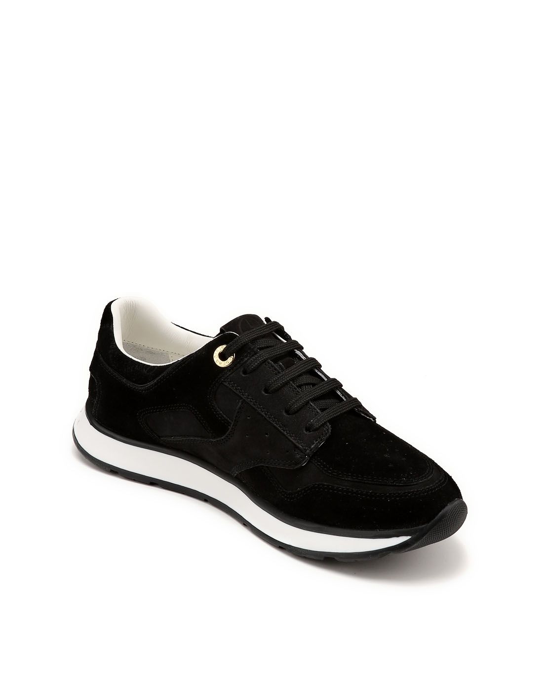 哥弟girdear黑色绒面绑带运动休闲鞋