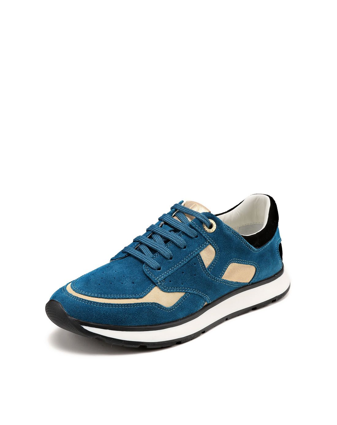 哥弟girdear湖蓝色绒面绑带运动休闲鞋