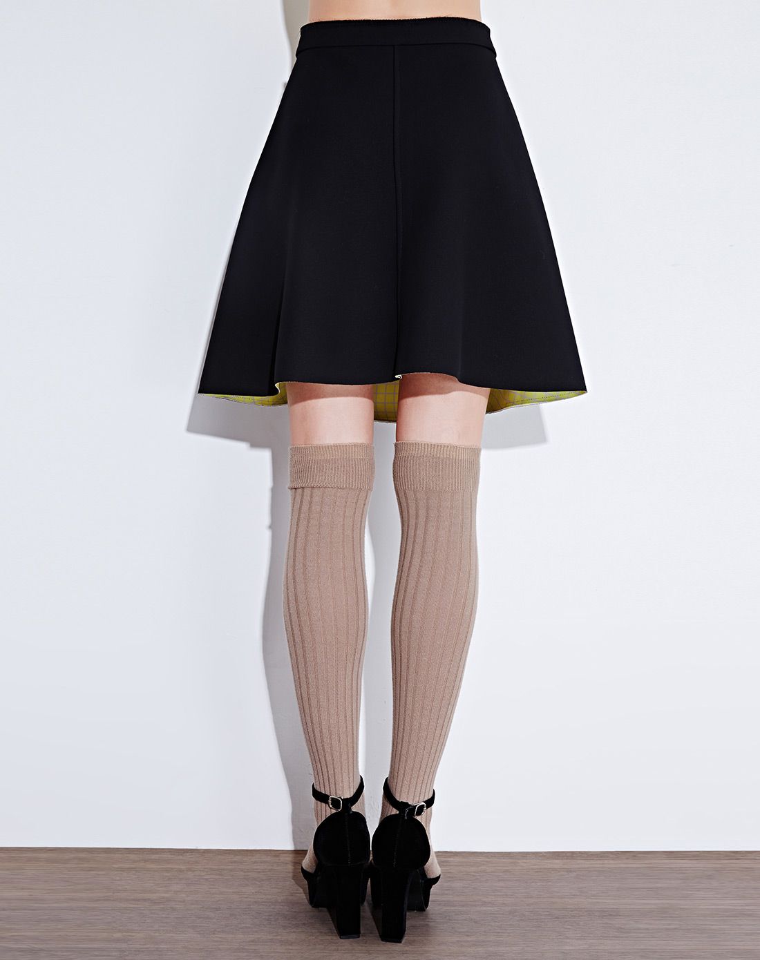 黑色经典a字版型个性两面穿半身裙