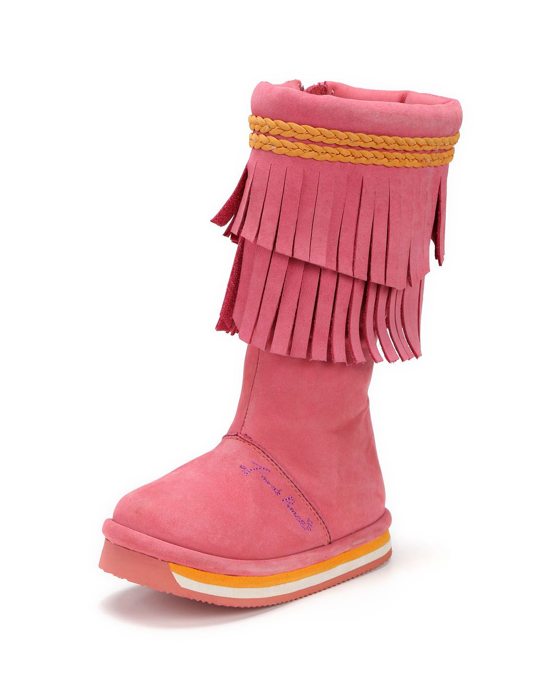 2-4岁女童粉色防滑高筒童靴