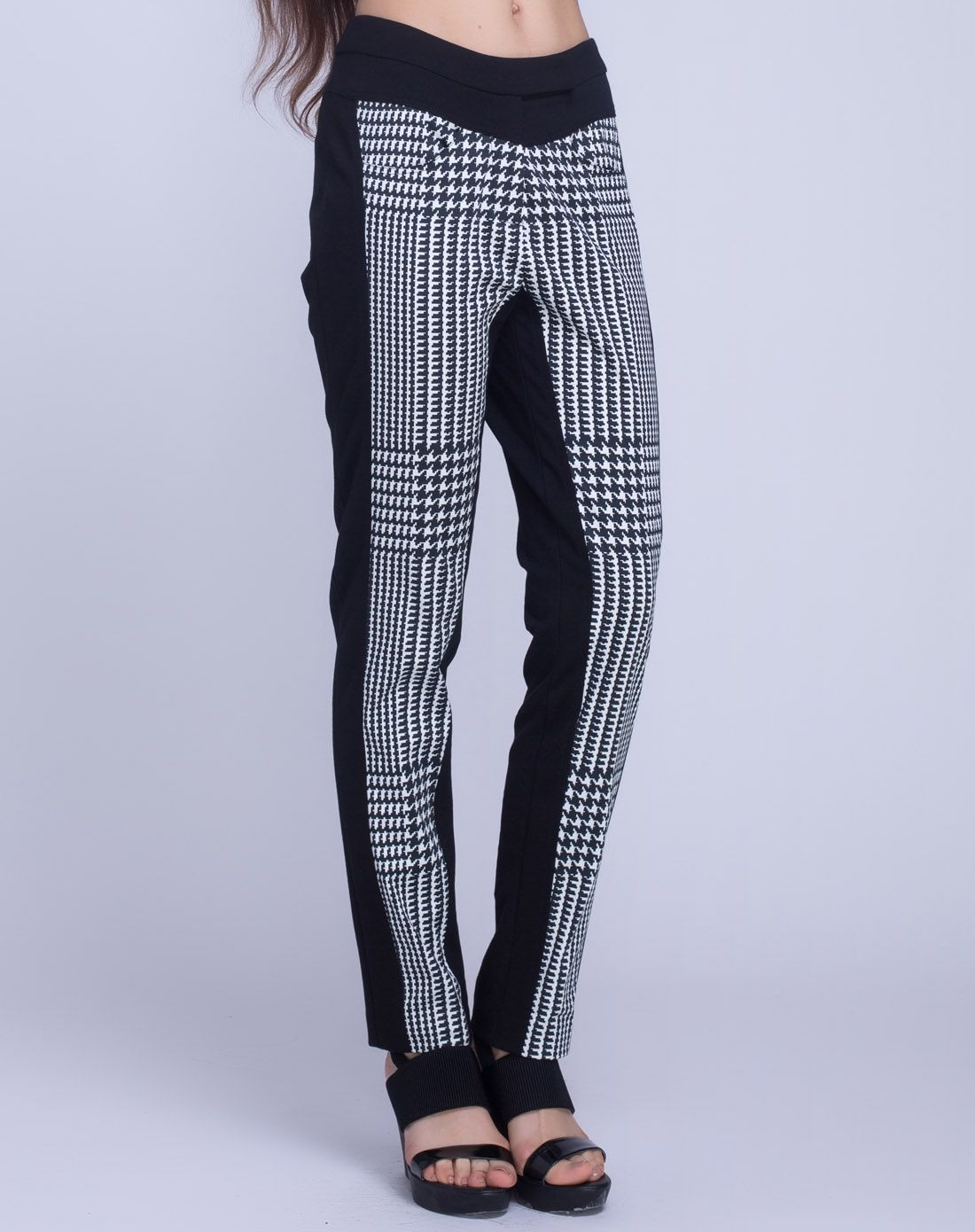 kako黑色经典千鸟格裤子