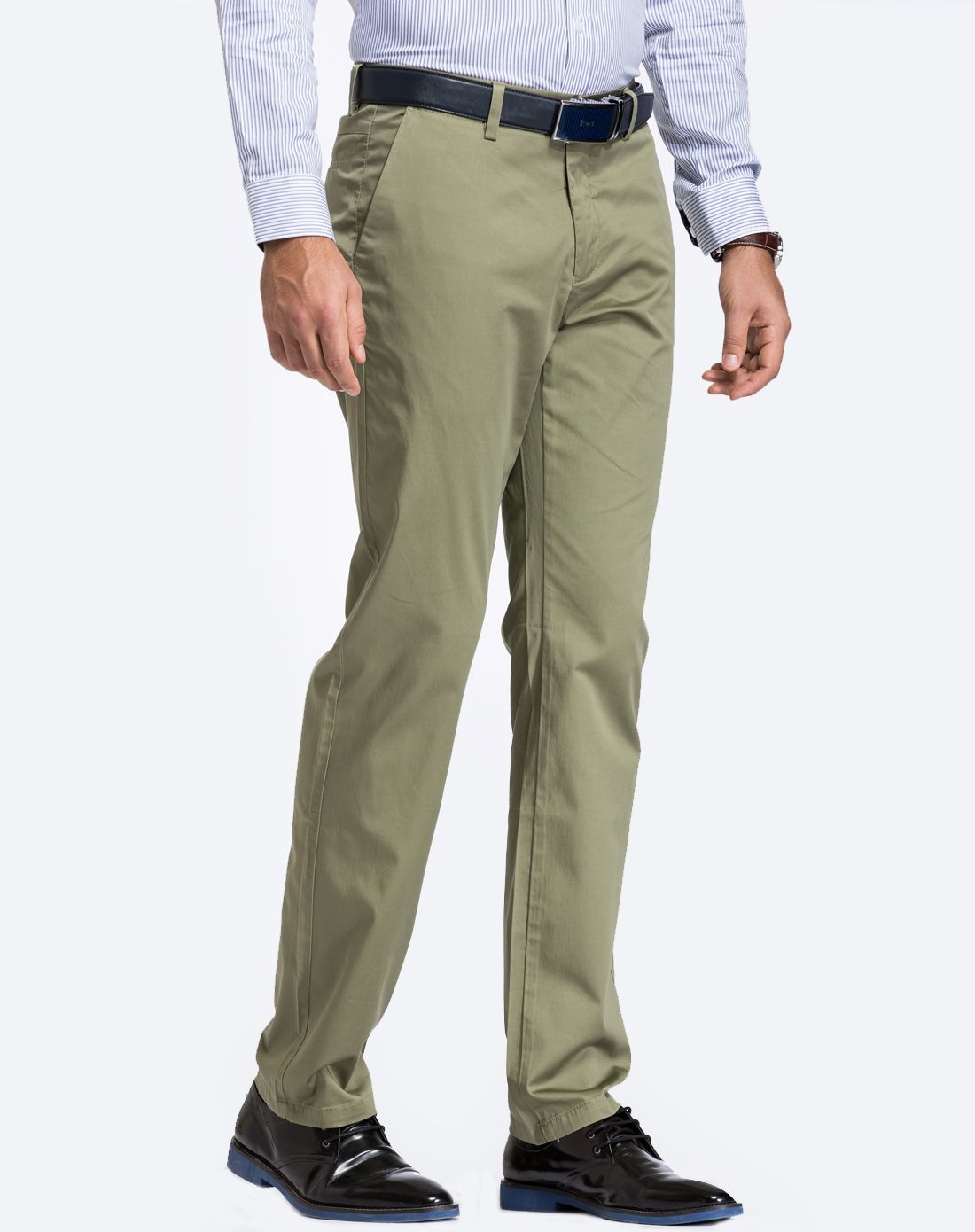 男装军绿色休闲裤