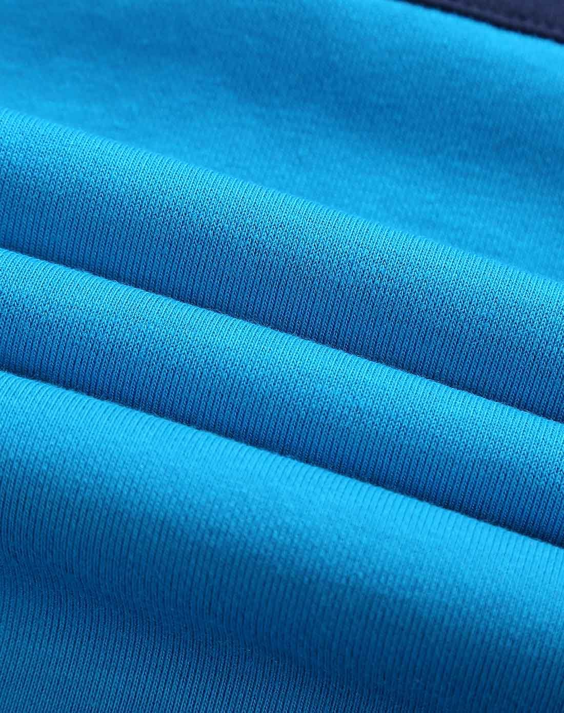 男童月蓝色拼接套头连帽卫衣