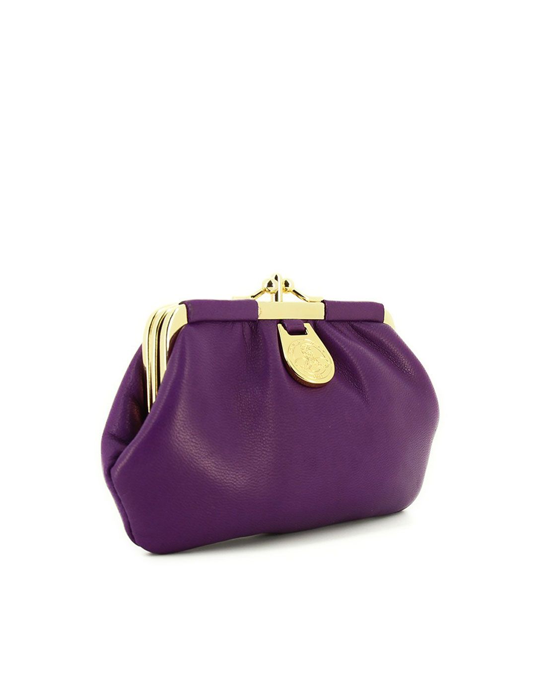 > pourchet浅紫色女款复古羊皮零钱包