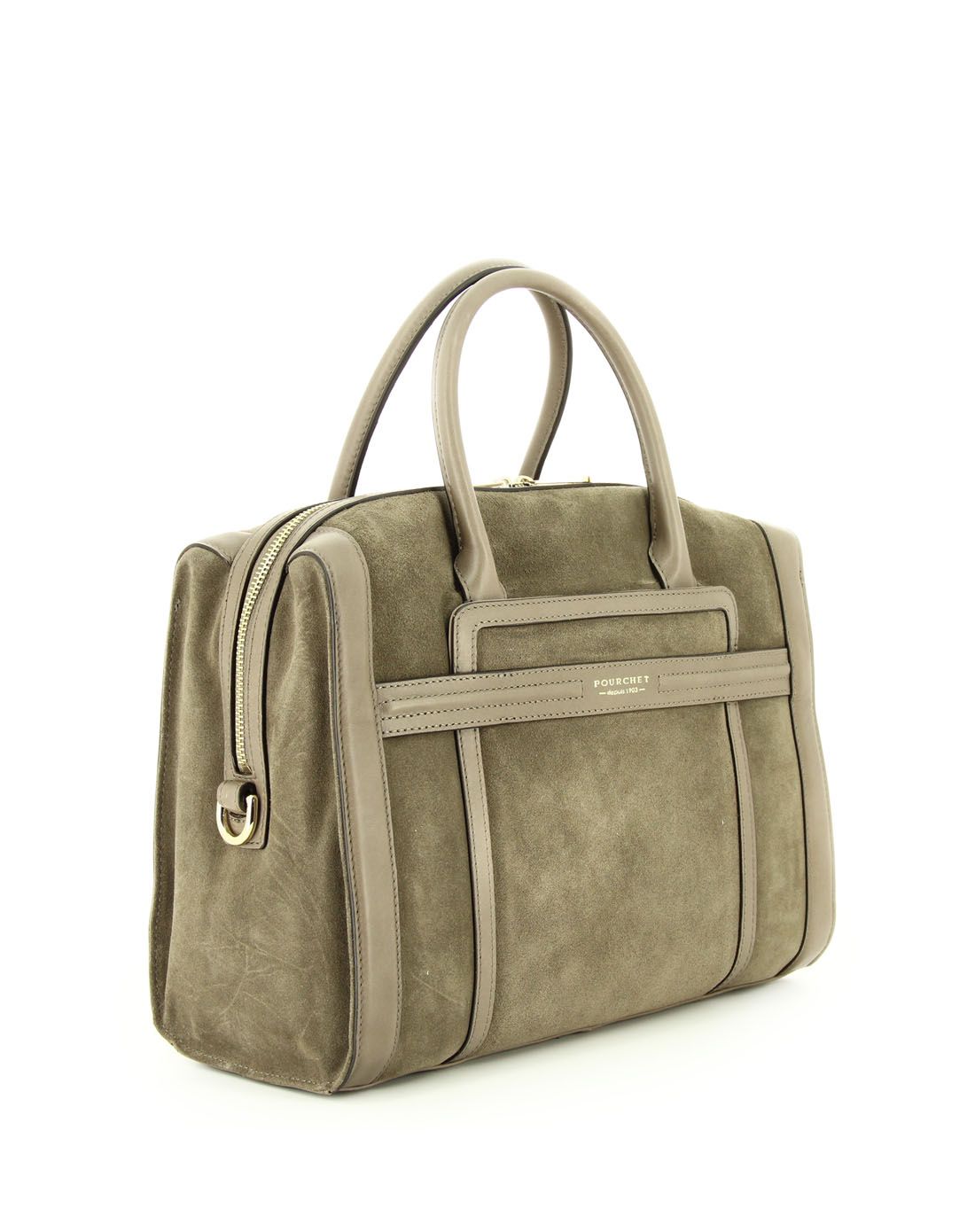 > pourchet灰褐色女款时尚手提包
