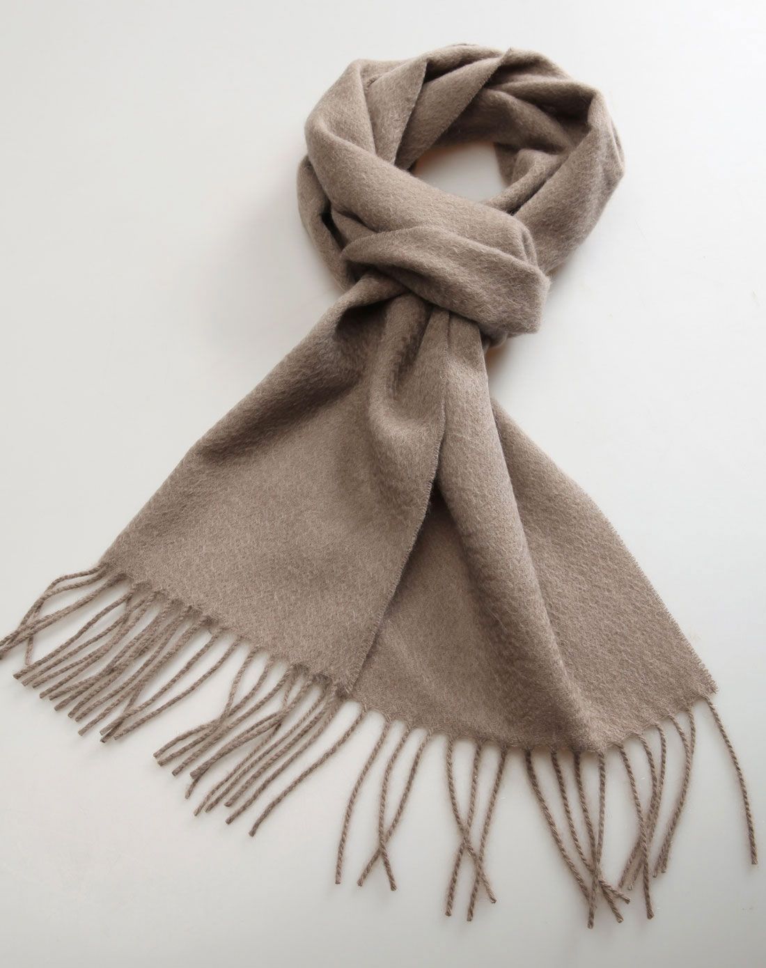 中性深驼色羊绒围巾纯色百搭