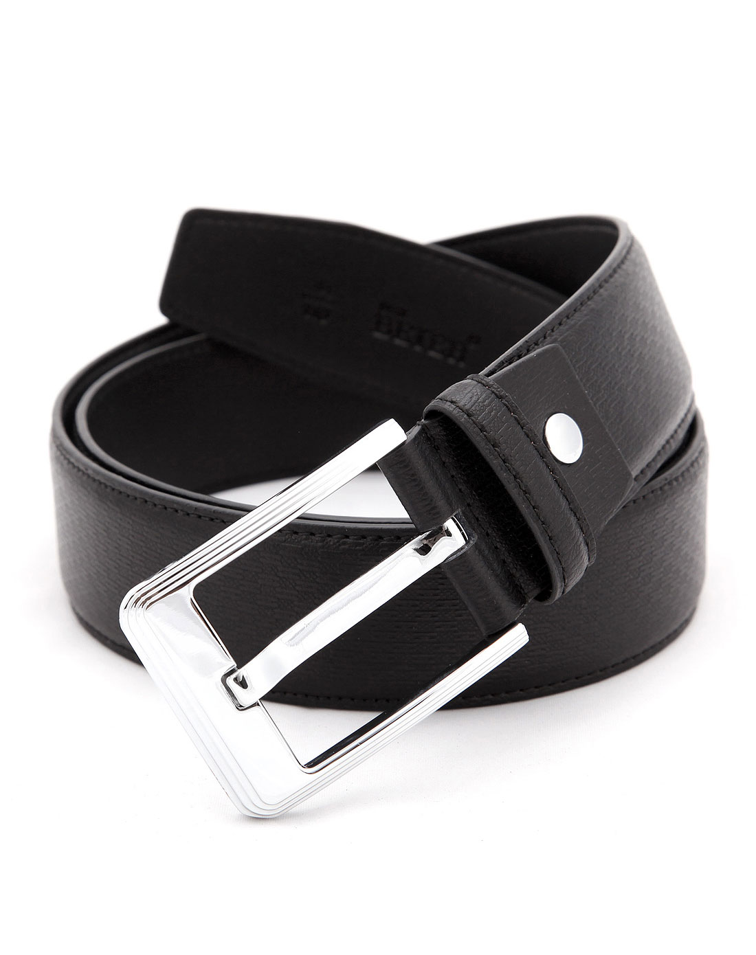 黑色高档牛皮针扣皮带
