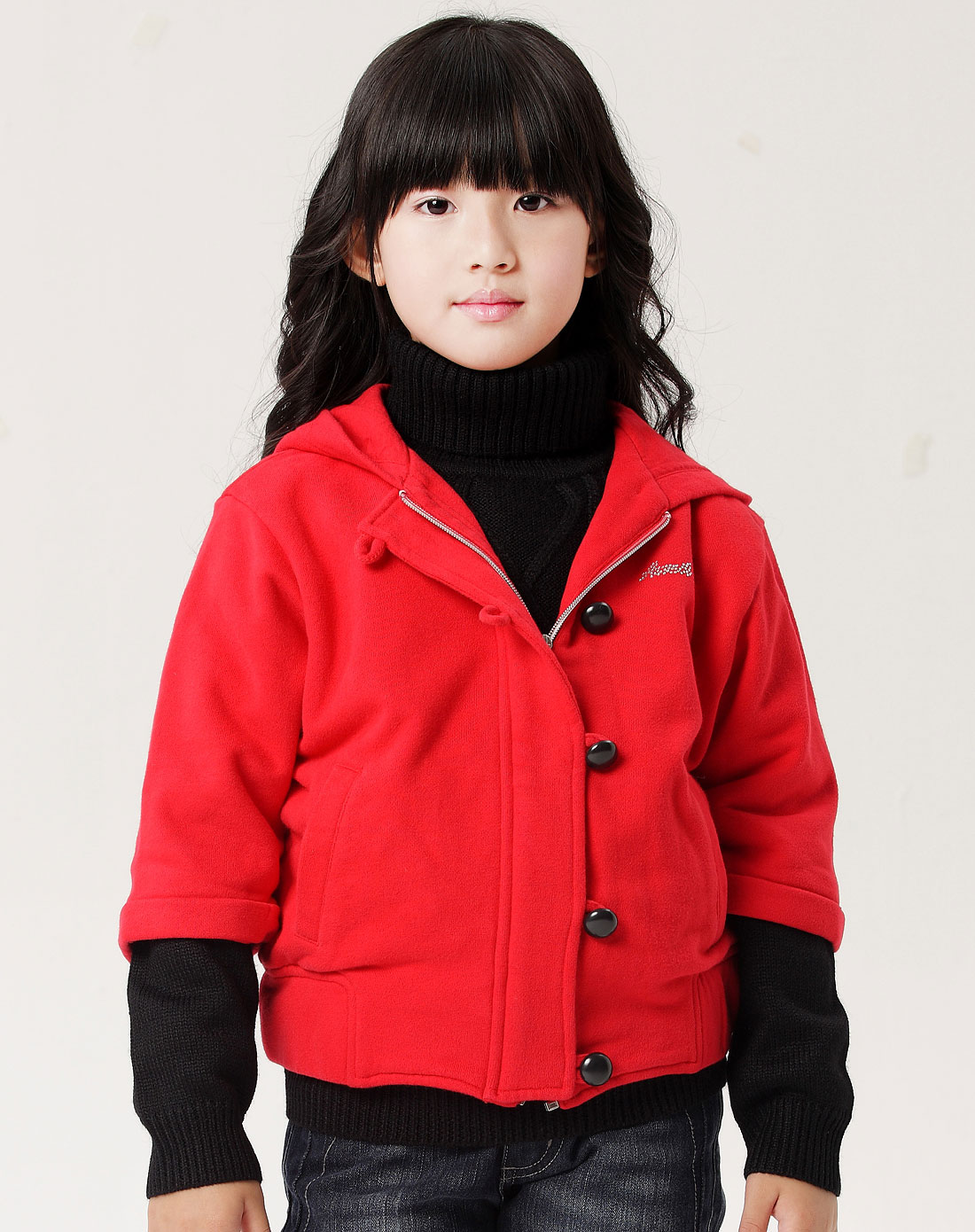 女童安奈儿红蝙蝠袖厚夹克外套