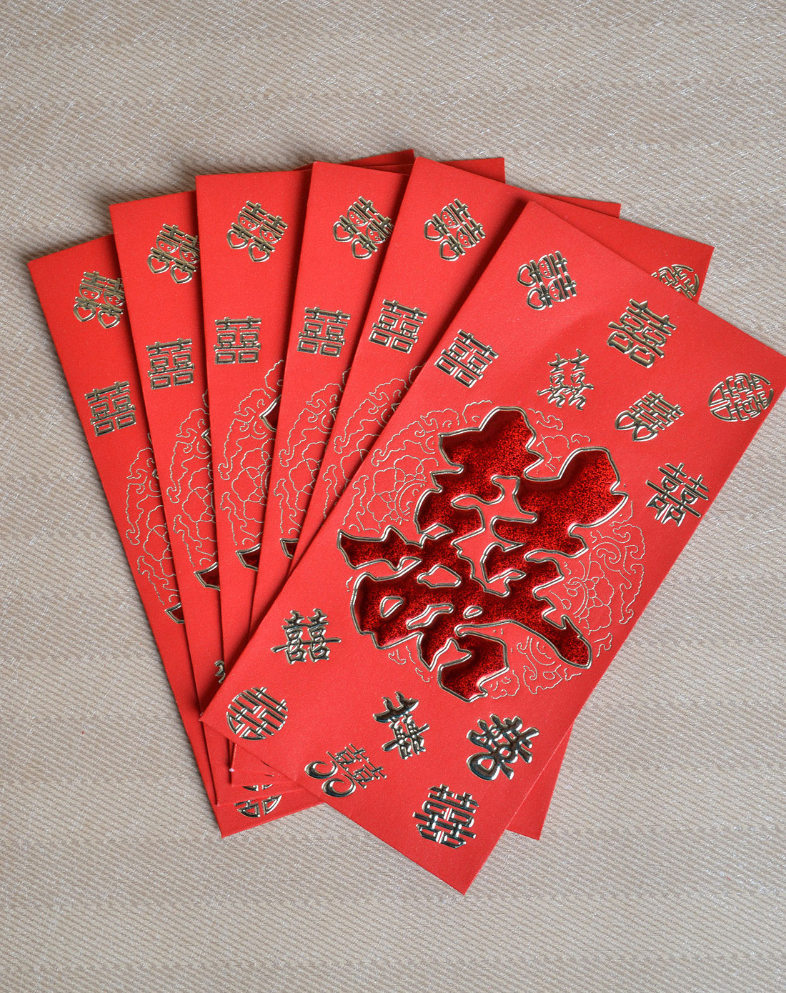 中国红色喜庆香味喜事红包(6只装)