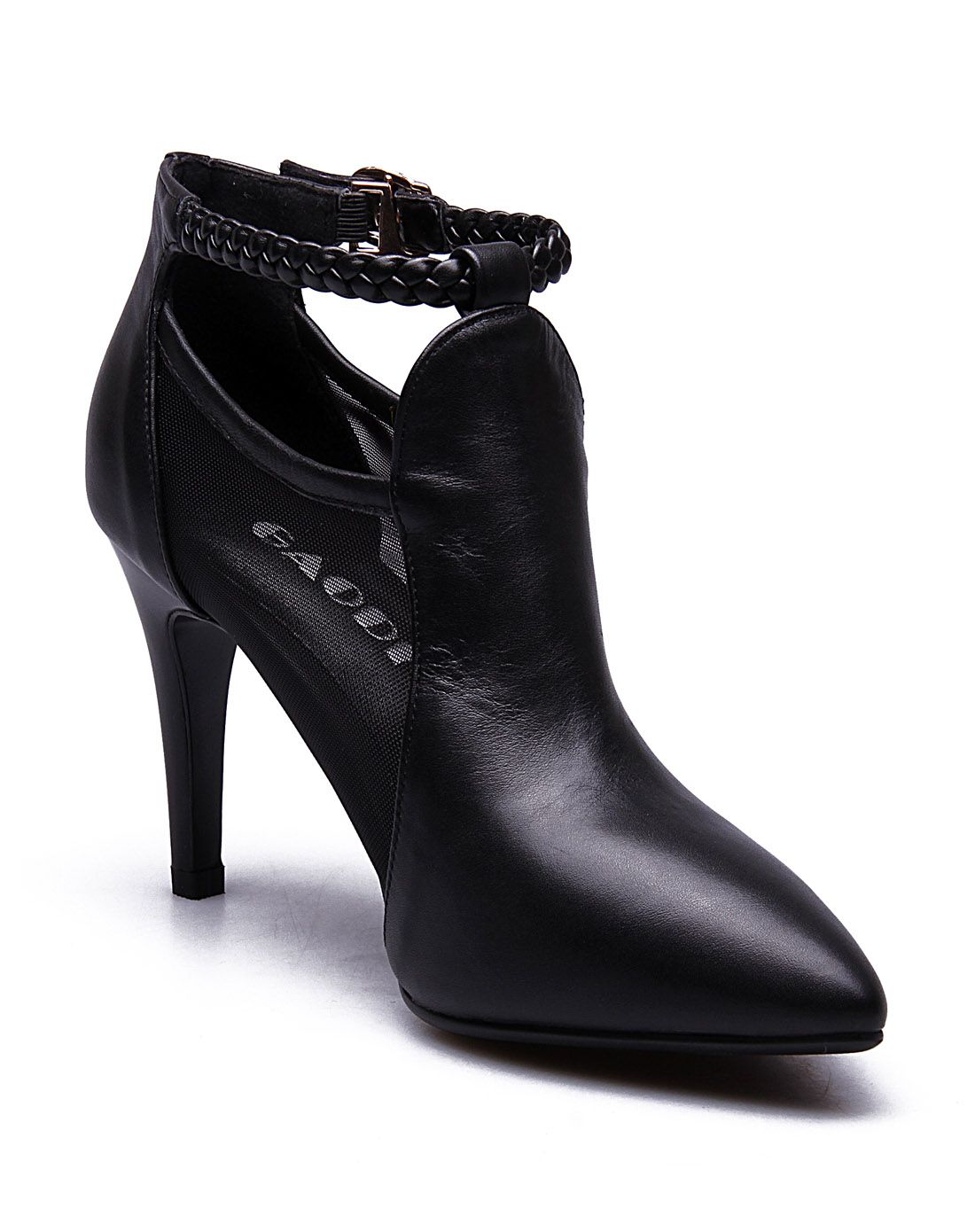 女士黑色牛皮网鞋