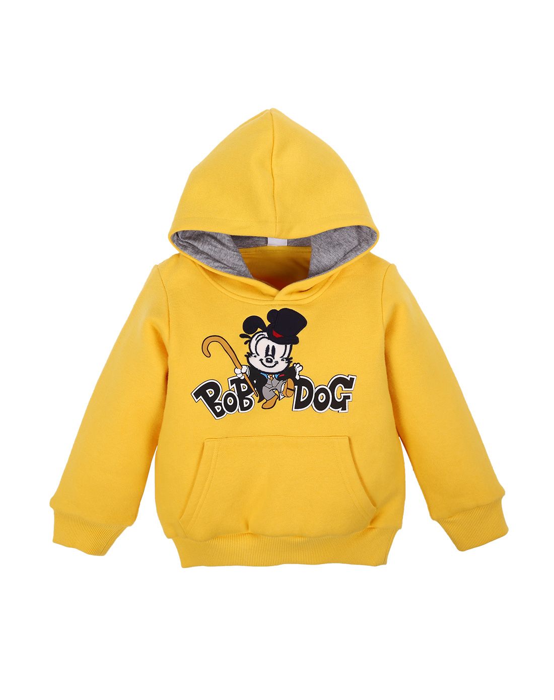 巴布豆bobdog小童服饰专场中性黄色连帽卡通套头加厚卫衣外套b43zw8