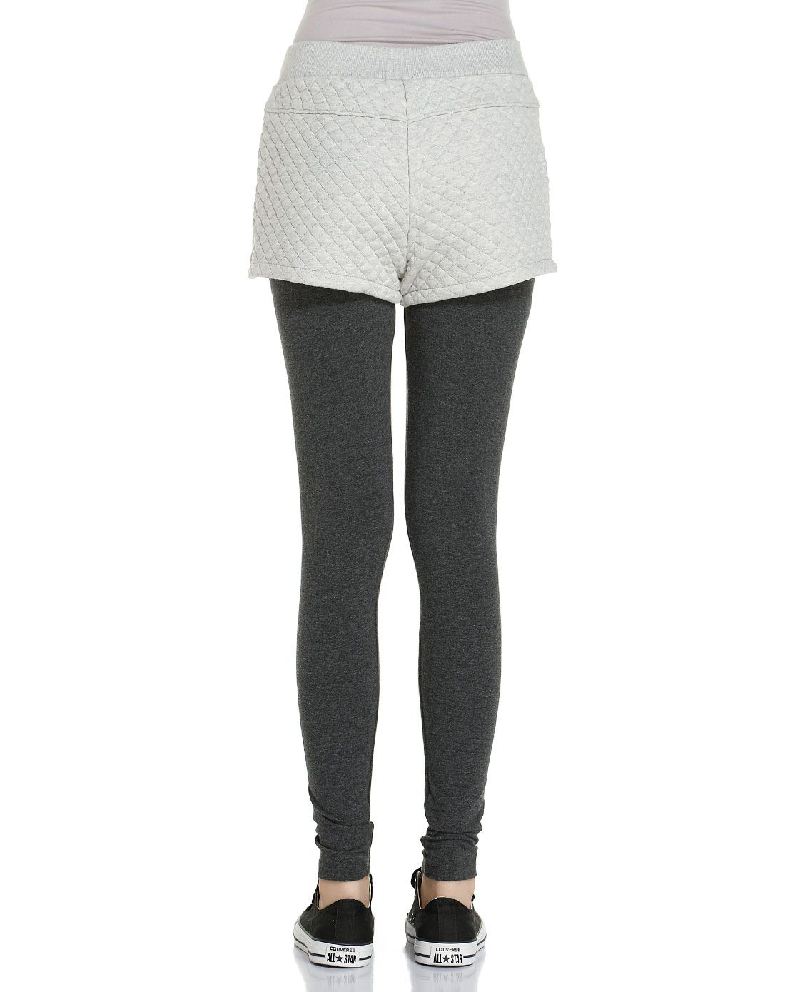 浅灰/深灰色修身舒适长裤