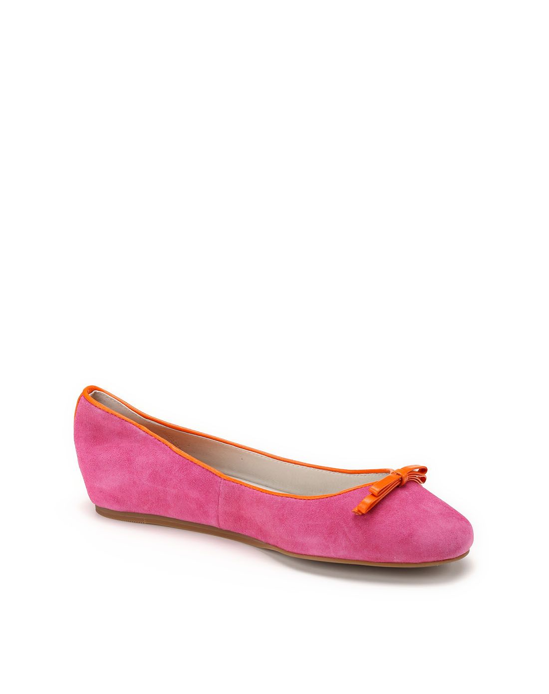 汤普葛罗集团旗下女鞋top gloria 玫红色橘边蝴蝶结内增高单鞋106573d