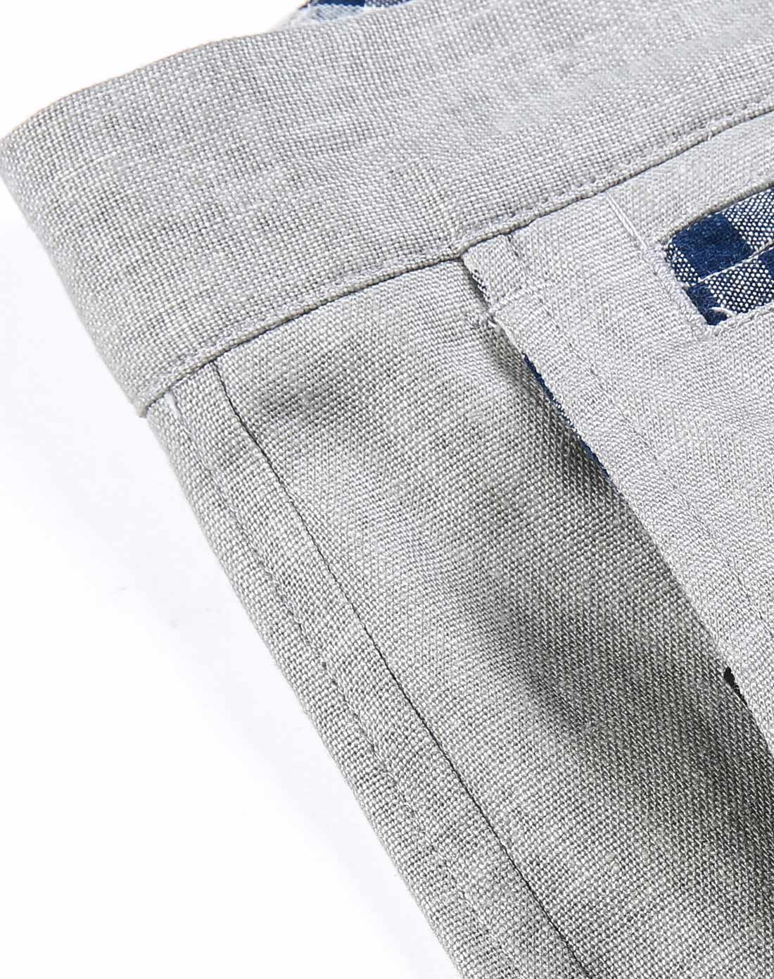 浅灰色 休闲亚麻小脚直筒裤