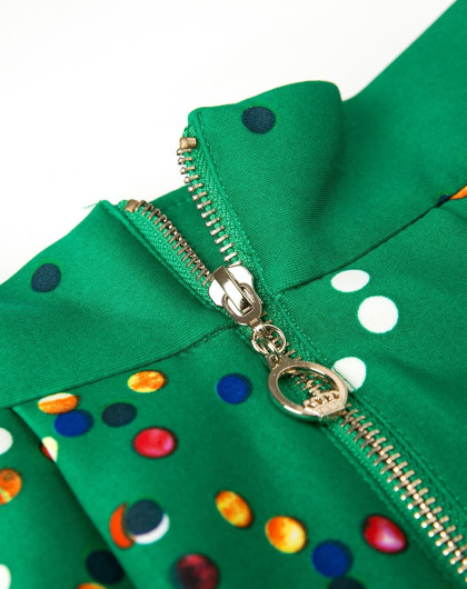 绿红简约波点半身裙