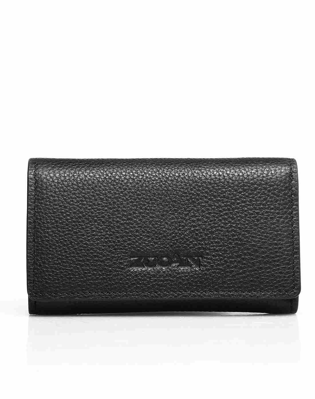 男士时尚简单黑色仿爱马仕牛皮革双按扣制作钥匙包