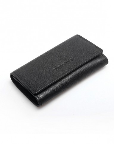 男士时尚简单黑色仿爱马仕牛皮革双按扣制作钥匙包