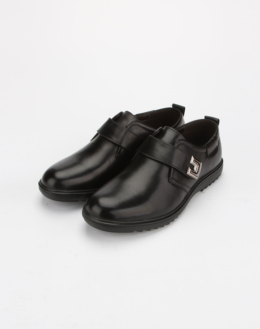 男款黑色时尚大气魔术贴皮鞋