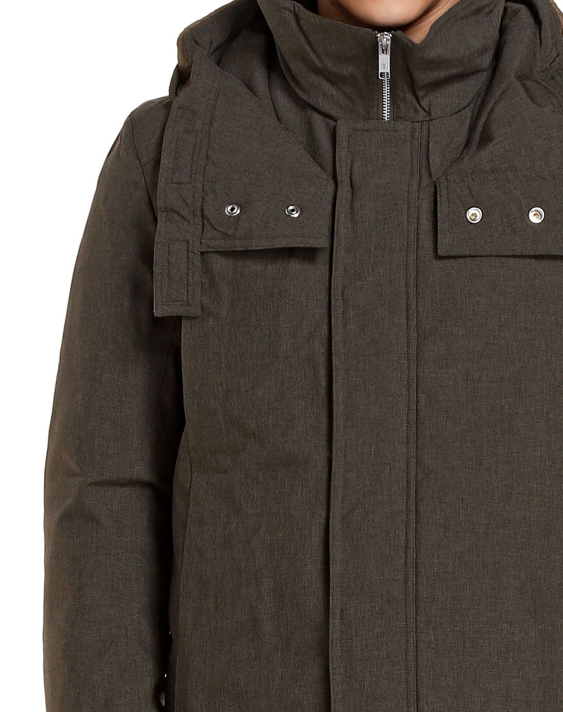 blackgateone67灰绿色修身连帽长袖羽绒服b41430946_唯品会