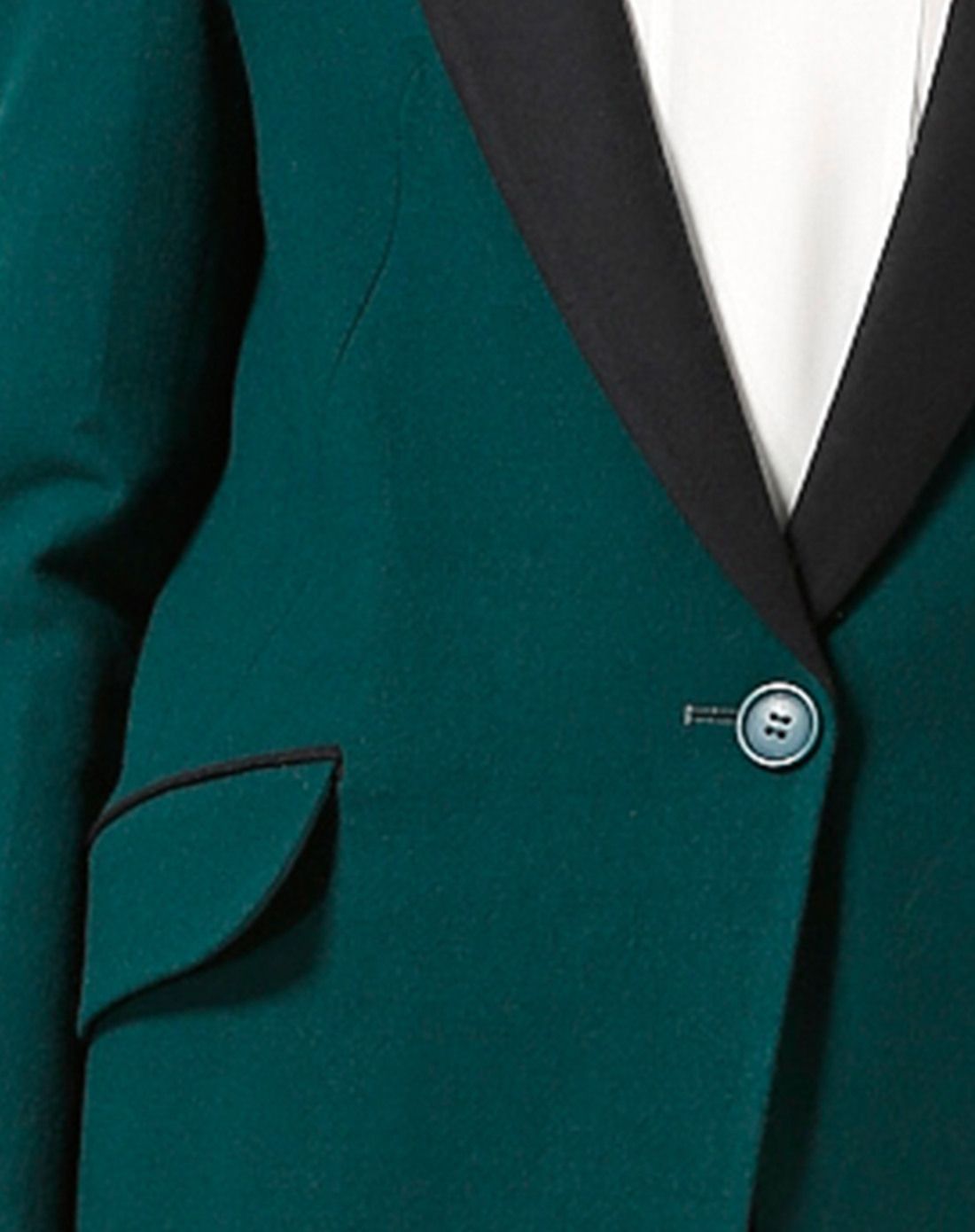 深青色羊毛拼接领西服外套