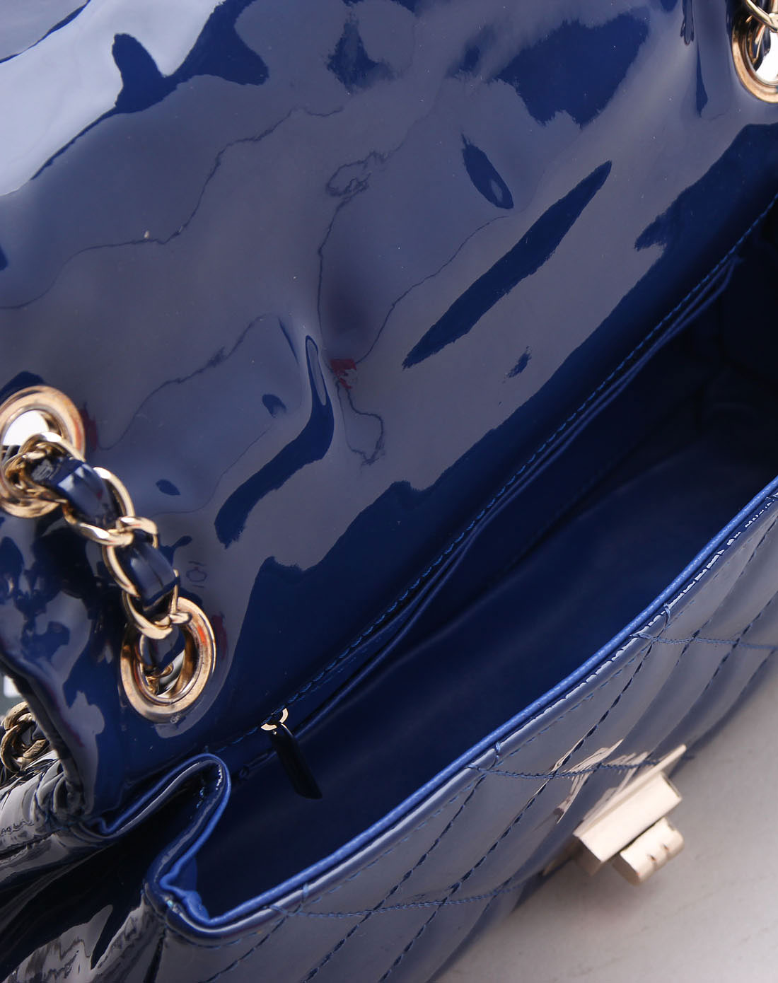 黑桃皇后queen spade女包专场-漆皮深兰色单肩包