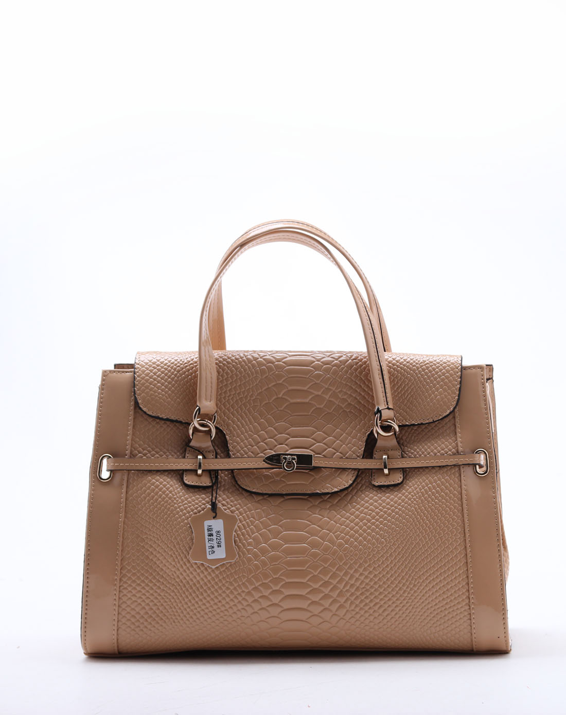 黑桃皇后queen spade女包专场-经典鳄鱼纹杏色定型手提包