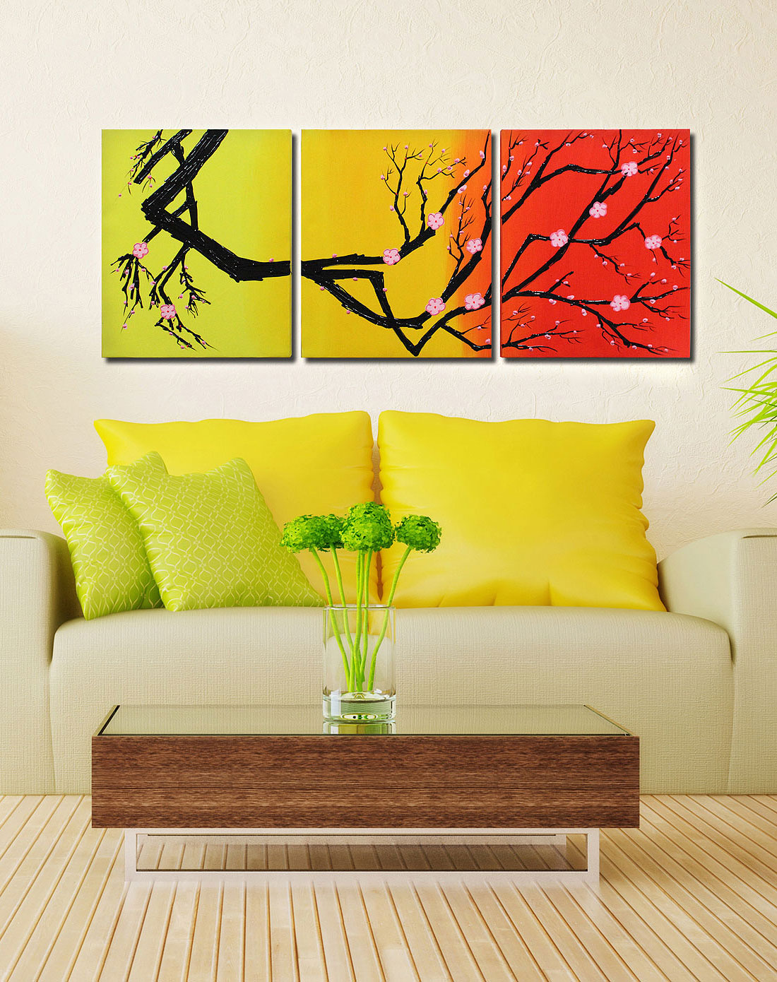 梅花-纯手绘油画三联画