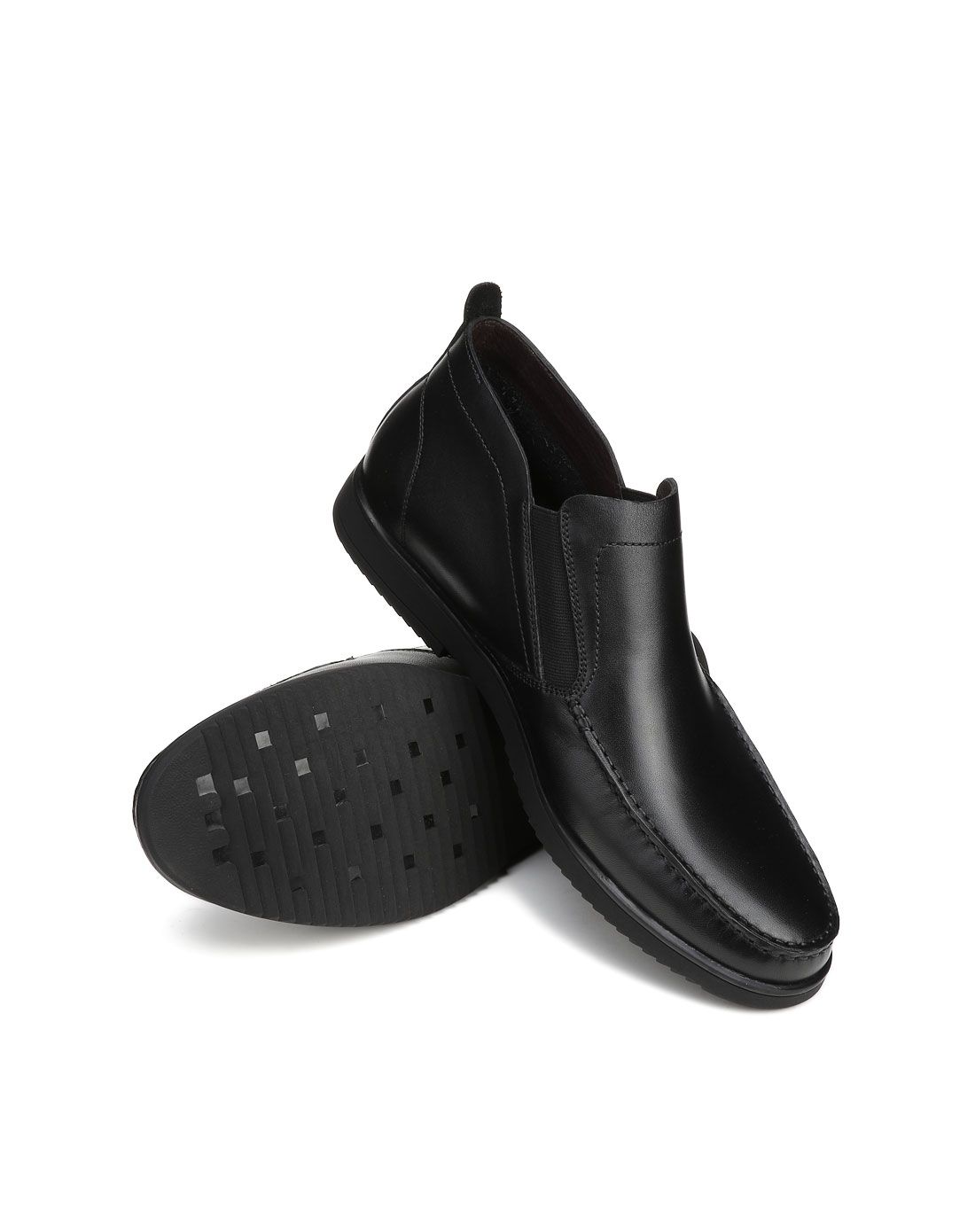 博斯绅威bosssunwen男女鞋黑色牛皮简约舒适商务休闲鞋b31xc0175a