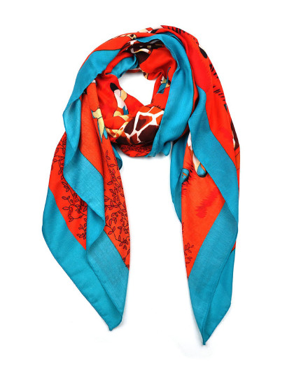 桔黄色长颈鹿图文围巾