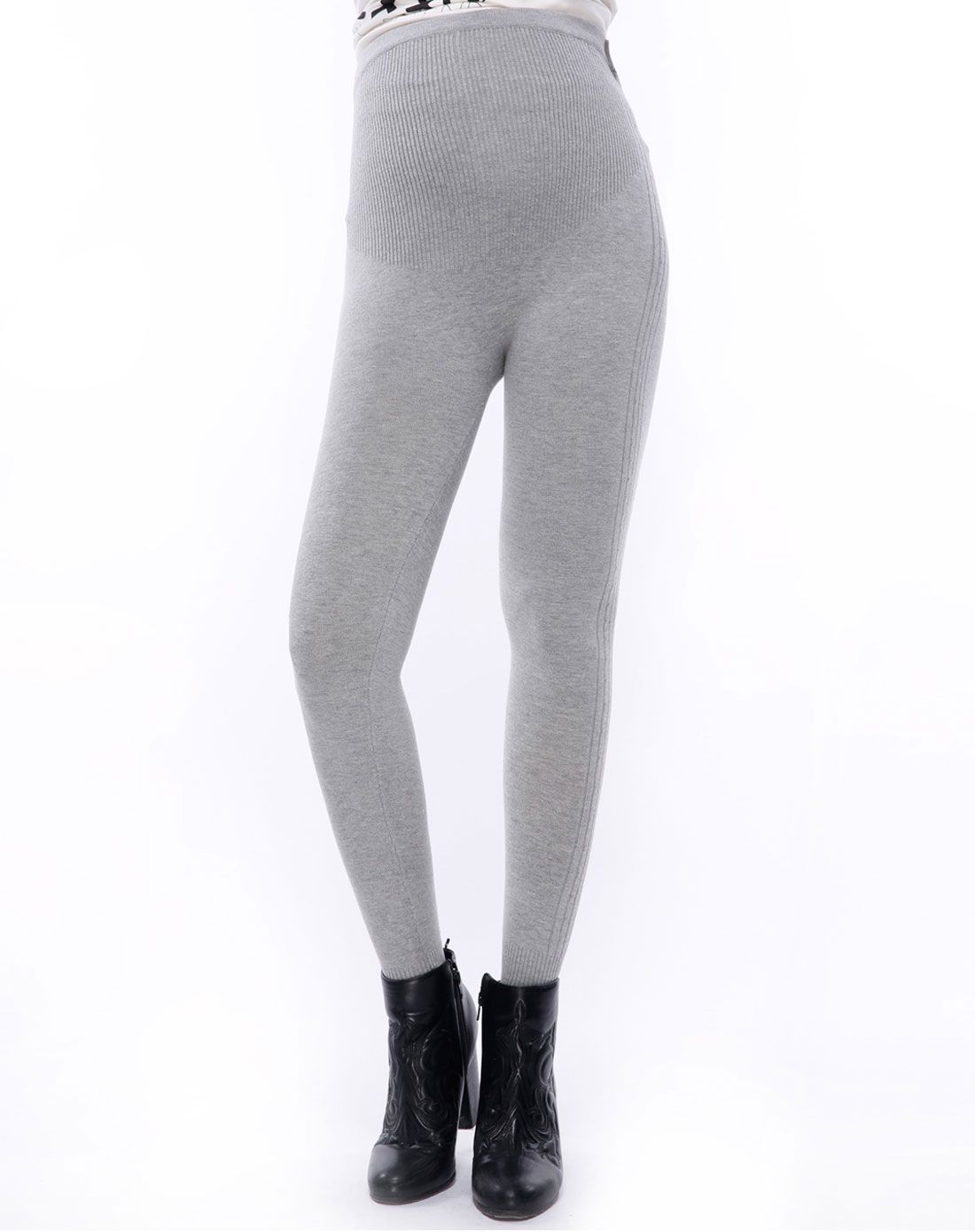 女款浅麻灰色孕妇时尚全棉毛裤