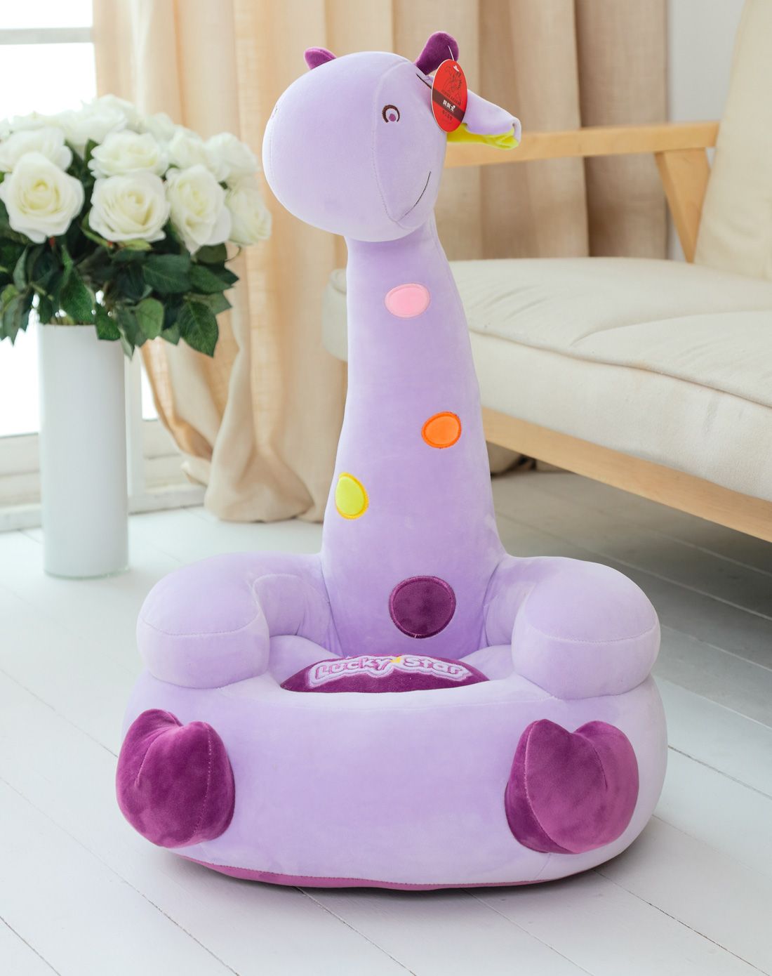 可爱儿童长颈鹿坐椅紫色