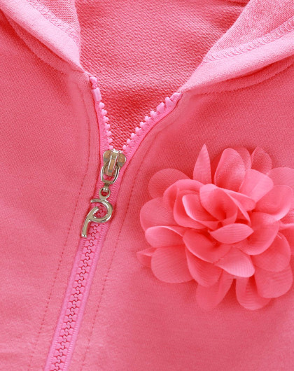 泡芙宝女童浅桃红针织拉链套装