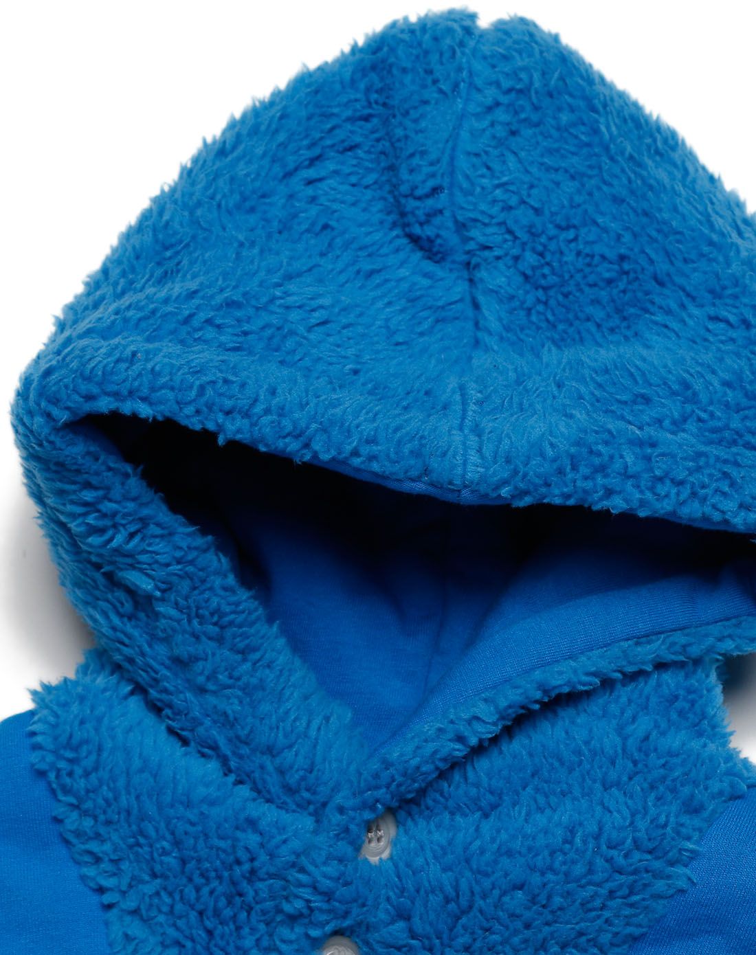 男童翠蓝色针织长袖附帽铺棉上衣