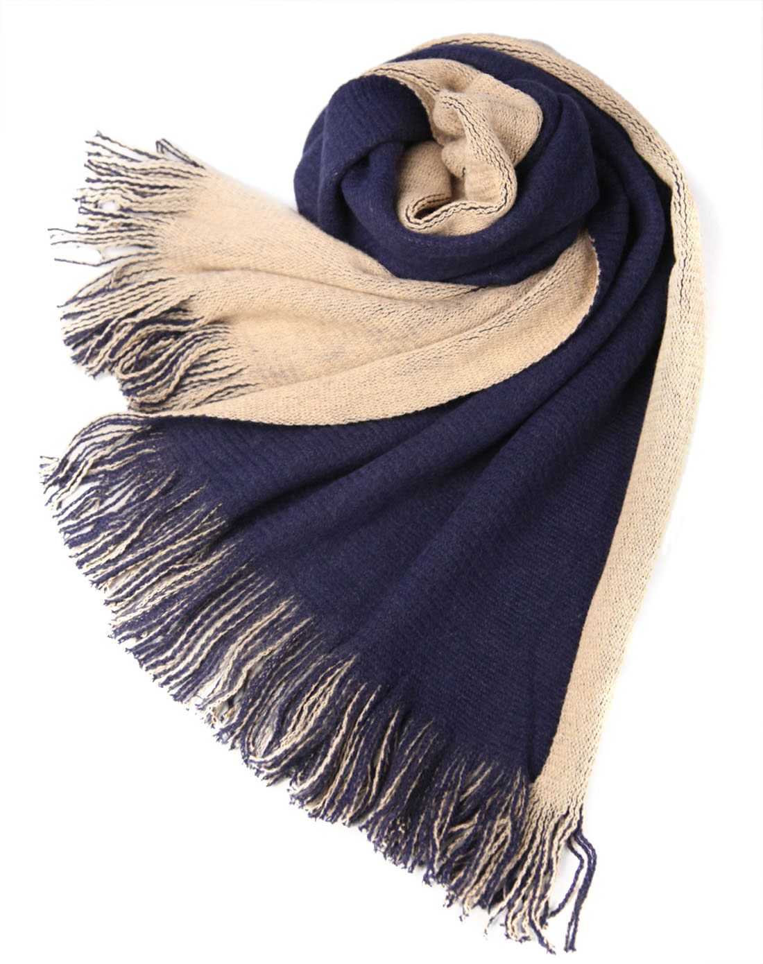 > 呜呀 蓝米男款双面色羊绒混纺围巾