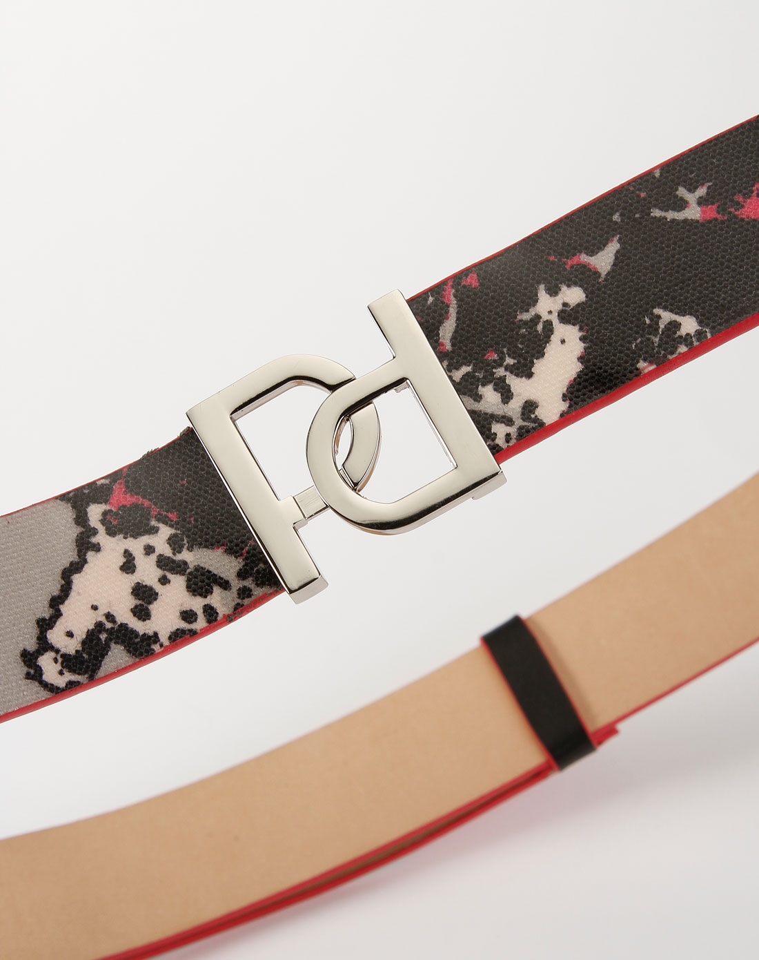 宝姿ports配件专场女款红/黑色时尚印图双层皮带lj1a706a-2.