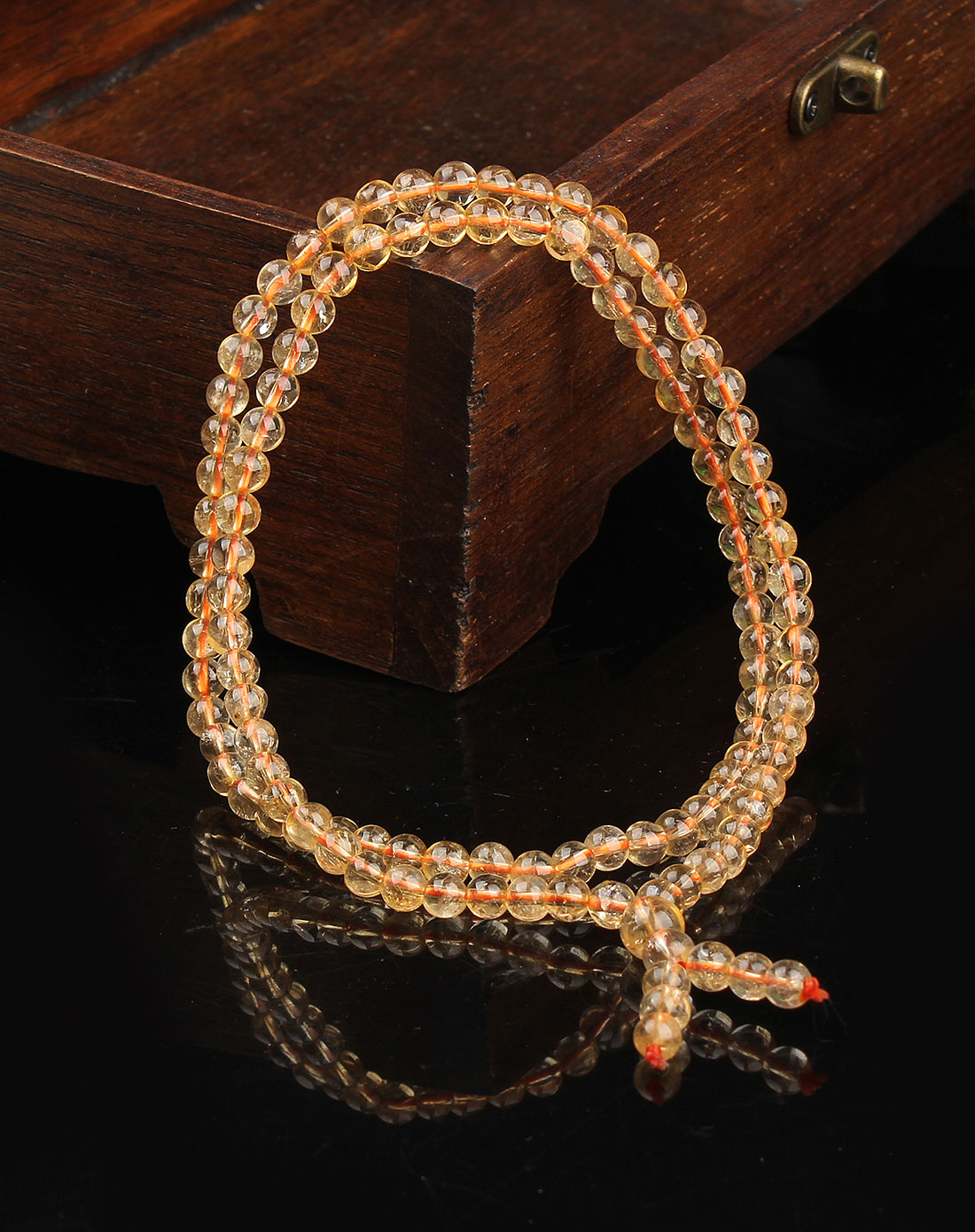 天然黄水晶108颗佛珠手链4mm