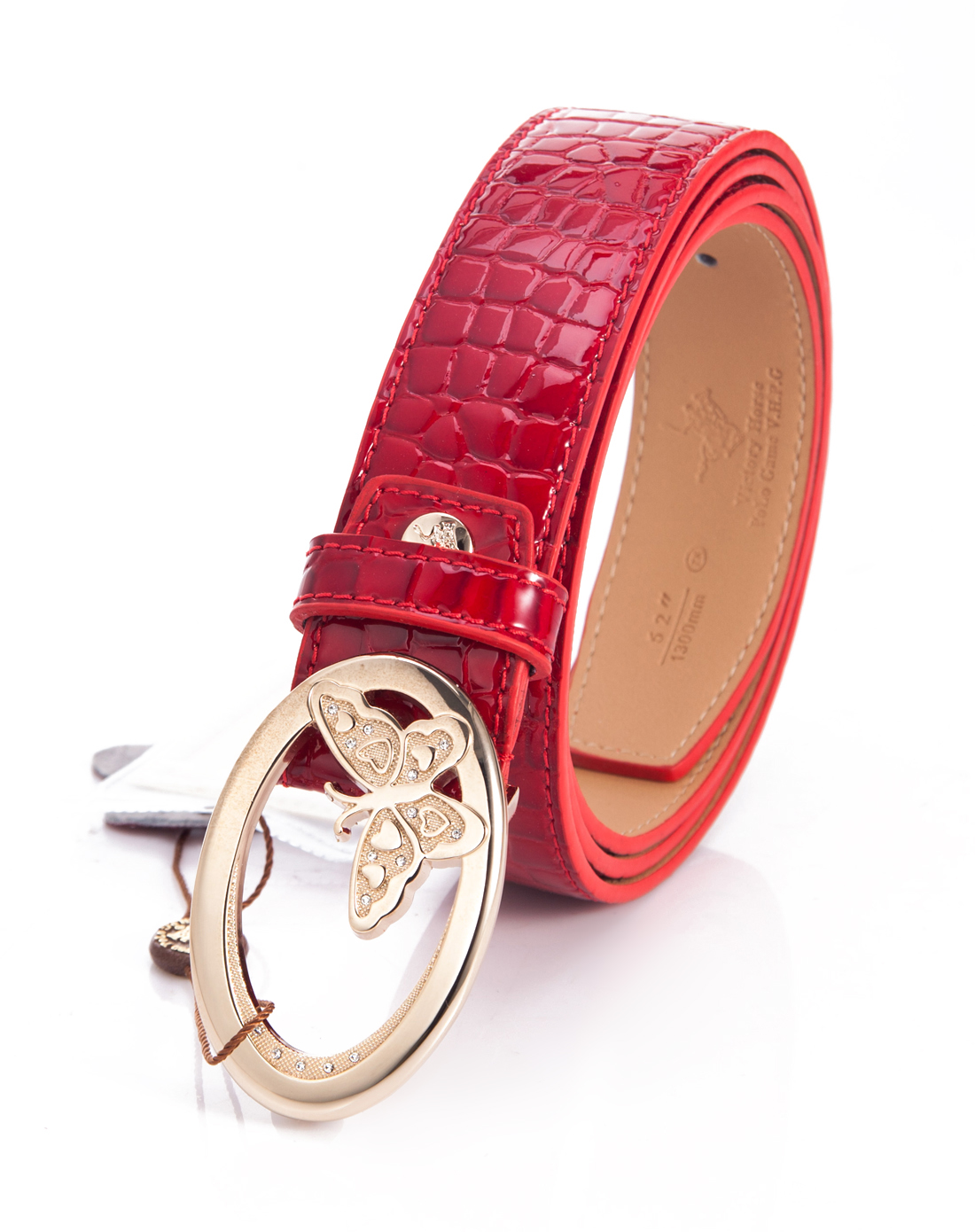 维多利保罗victory polo女士皮具专场-女款红色移膜牛皮女装皮带