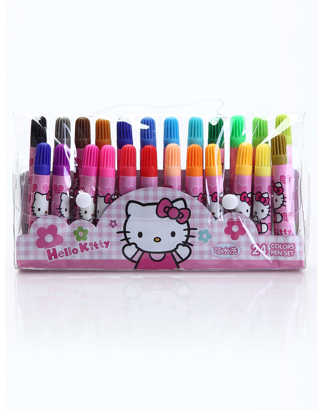 hellokitty女童粉色24色可水洗彩色笔入pvc袋