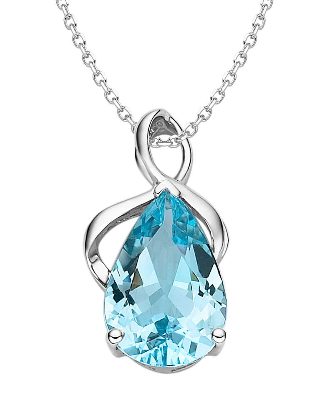 s925银镶海蓝宝石吊坠