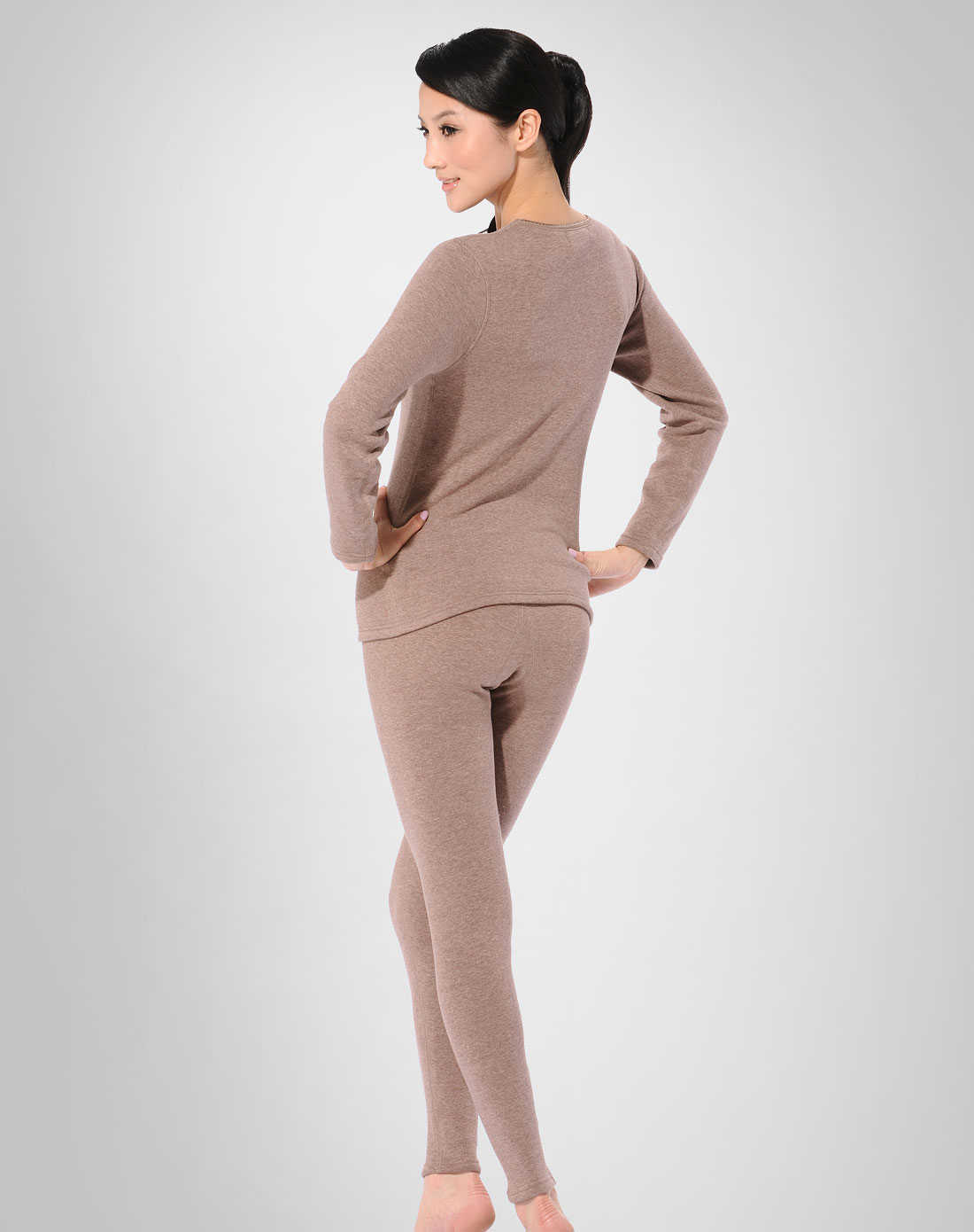 女款驼色羊绒护膝风尚烫钻保暖内衣