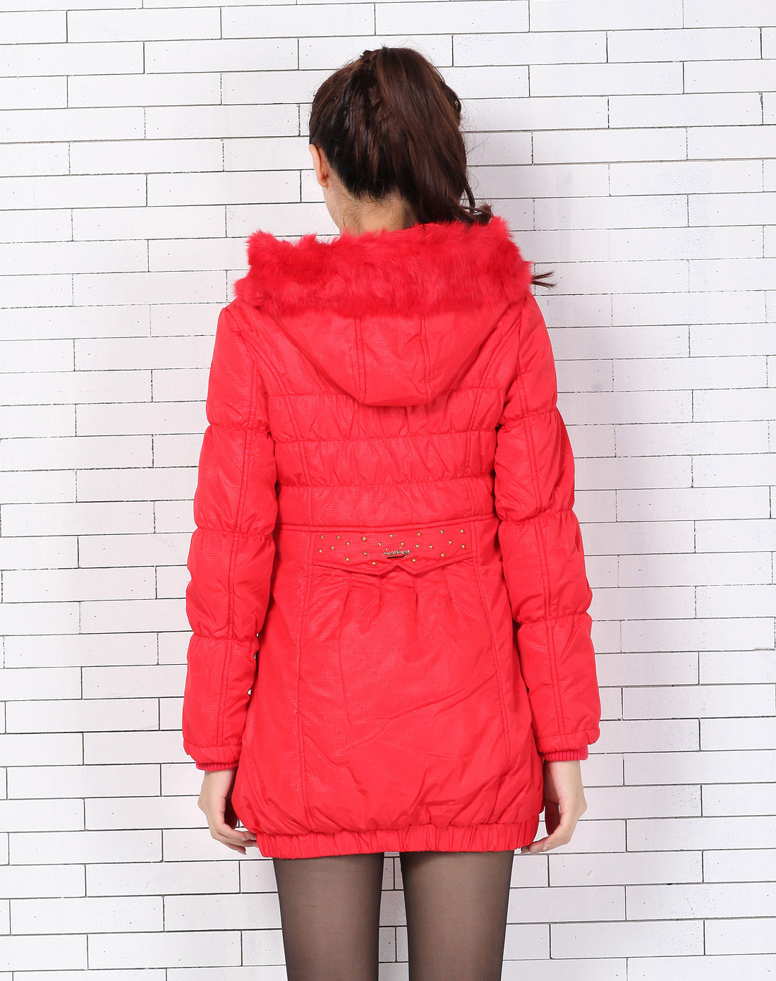 红袖女装正品冬季新品连帽中长款保暖休闲厚实棉衣