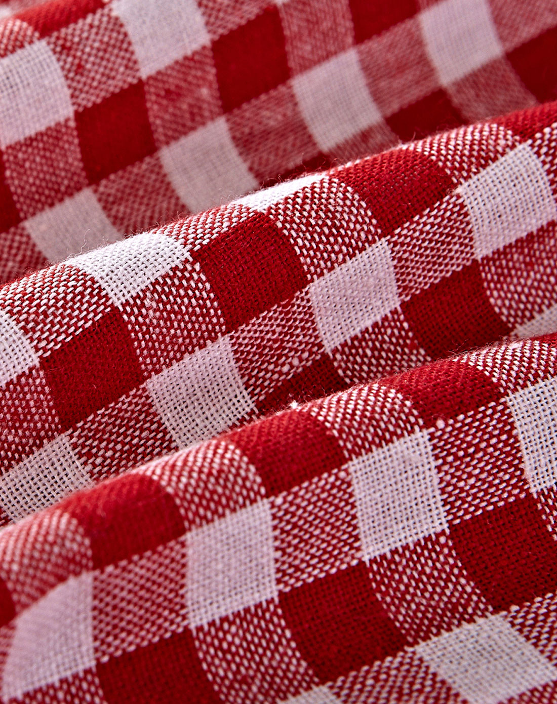 红白格花边棉麻桌布60*60cm