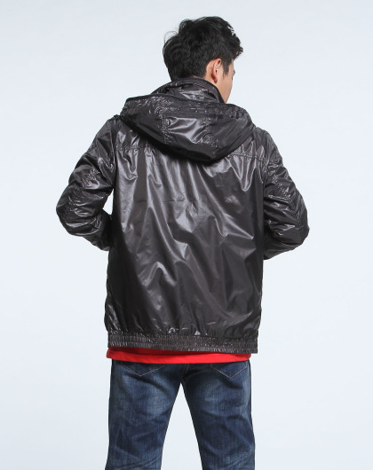 冷灰色时尚长袖甩帽外套