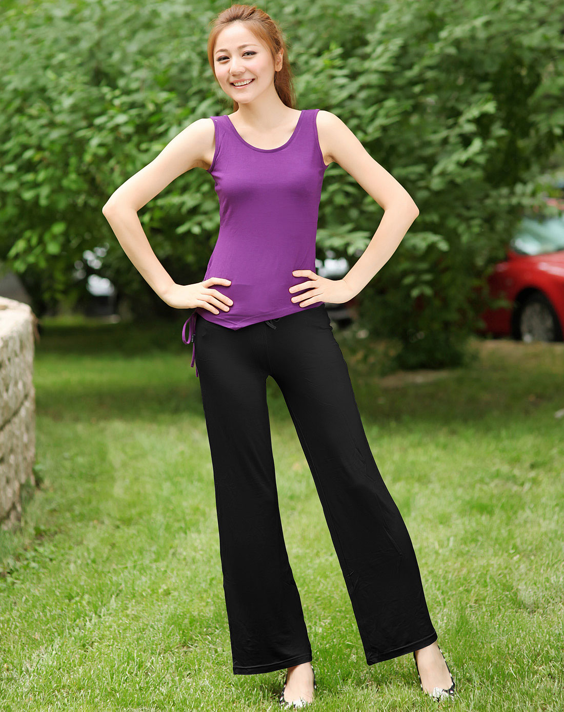 远阳瑜伽女装专场-女款黑色/深紫色/黑色瑜伽服三件套