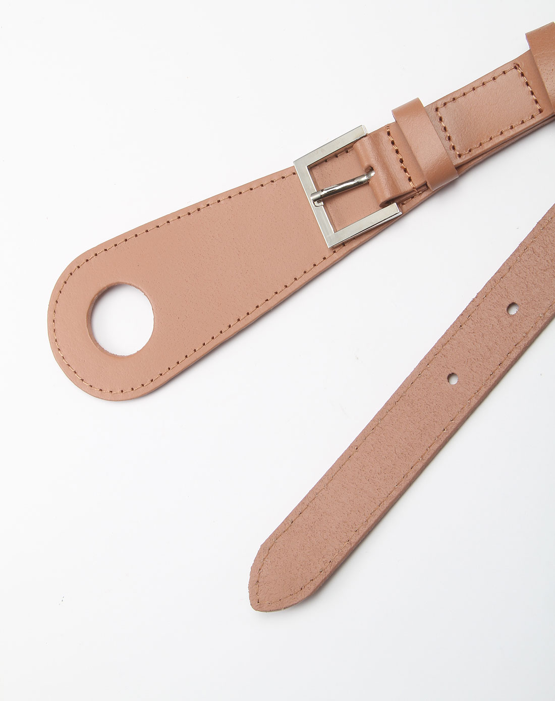 肉桂粉色压纹圆形腰带