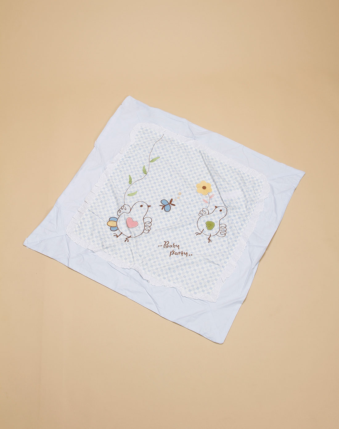 贝比派迪baby party婴童专场中性蓝色奇趣小鸭双层斜纹布抱被b6148006