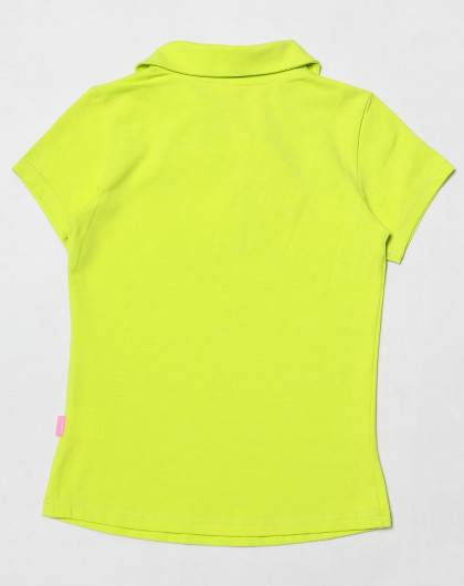 女童黄绿色翻领休闲短袖t恤